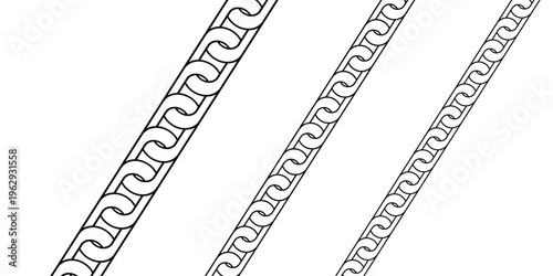 Three black and white illustrations of ornamental border designs