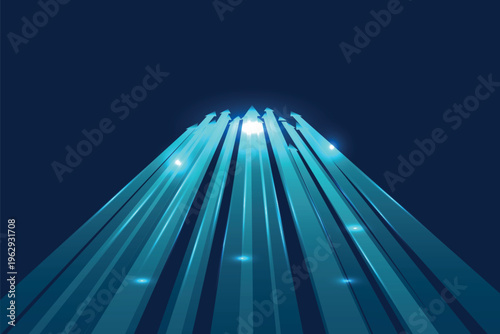Blue Color Business Background with Arrows and Lines