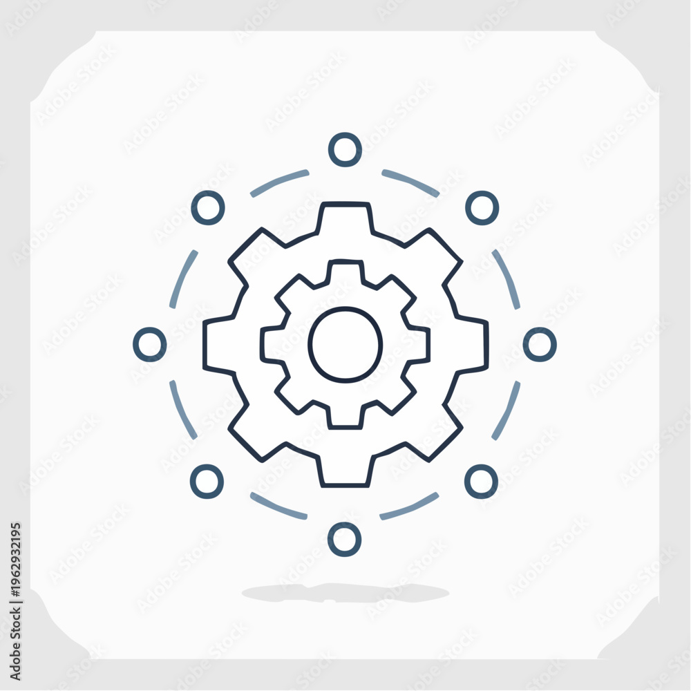 Fototapeta premium Automation Icon. AI Process Gear Line Vector Symbol