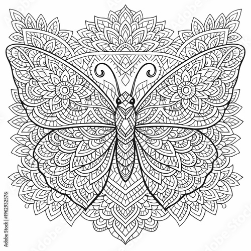 Symmetrical butterfly wings with geometric ornaments.