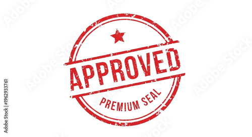 Red approved seal with star and text badge red seal