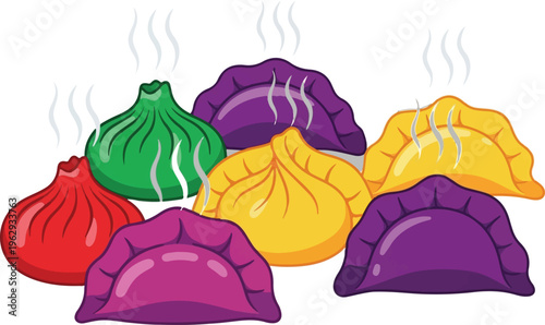 Colorful Rainbow Croissant with Melting Butter Vector Illustration