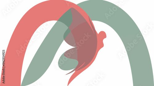 This abstract artwork features overlapping shapes and colors, emphasizing fluid motion and creativity, inviting viewers to interpret its layered meaning and aesthetics.