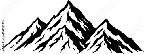 Mountain Range Vector Illustration Isolated on White Background
