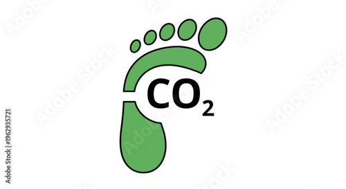 Green co2 footprint symbol for carbon emission reduction and environmental sustainability concepts with save earth
