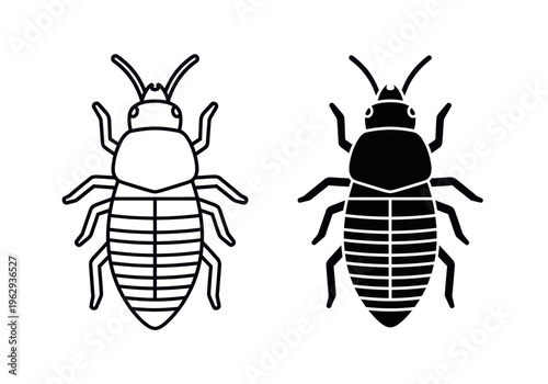 An illustration depicts two bedbugs in black and white line art with one filled.