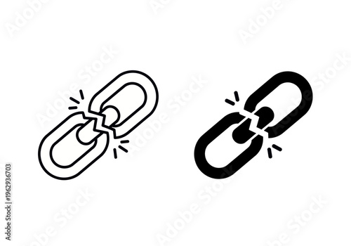 Two chain links are breaking apart in a graphic illustration