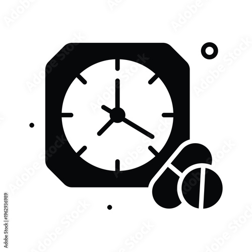 Premium glyph icon representing medicine time and dosage schedule