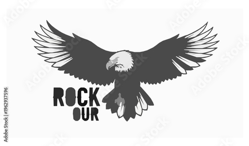 Rock and Roll Eagle Badge Music Tour Logo Vector T Shirt Graphic Design
