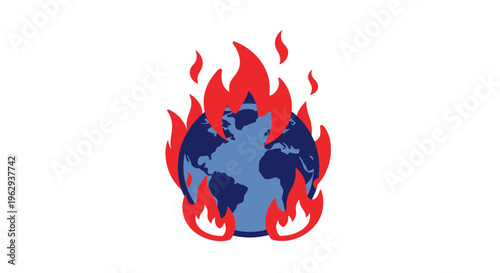Planet Earth Burning with Intense Flames – Global Warming, Climate Crisis, Environmental Disaster