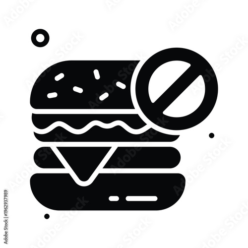 Well designed glyph icon representing no junk food healthy lifestyle