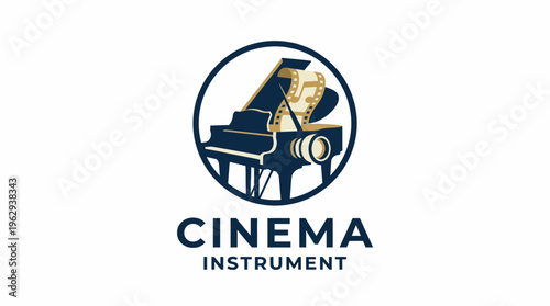 This elegant logo blends the beauty of music with cinema by combining a grand piano with a film reel, depicting the harmonious relationship between sound and visuals.