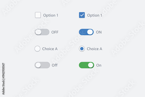 Form Controls UI Elements Checkbox Radio Toggle Switch Options Interface Set