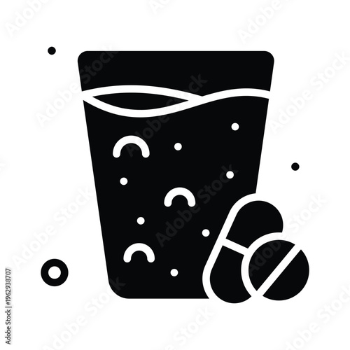 Well designed glyph icon representing taking medicine dosage process