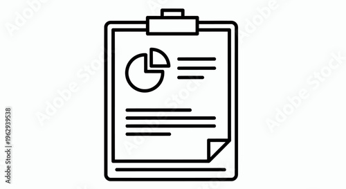Clipboard with chart and checklist icon representing data report and analysis for business and productivity.