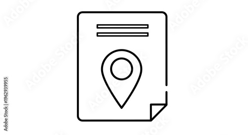 Icon of a document with a location pin indicating map or address annotation design.