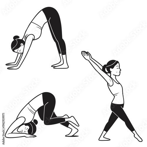 Woman doing various yoga poses
