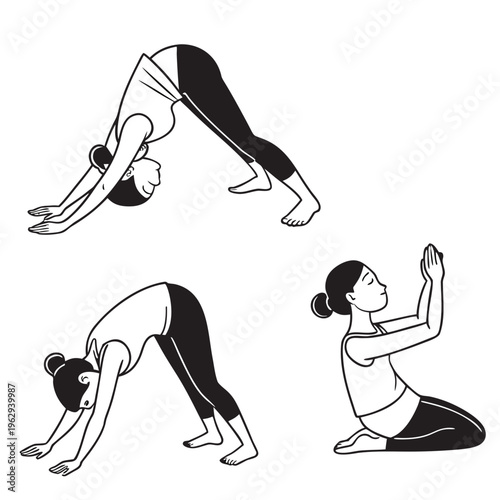 Woman performing various yoga poses