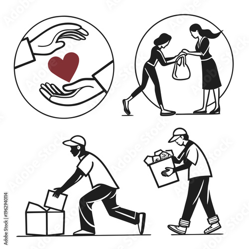 Charity and donation concept with people helping