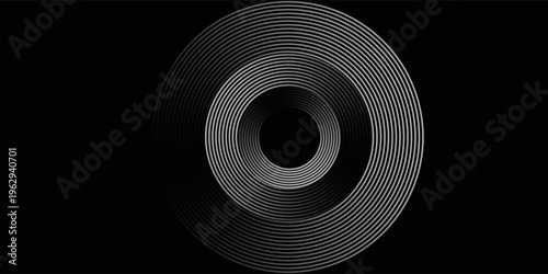 3D silver lines techno abstract background overlap layer on dark space with circles effect decoration. Modern graphic design element stripes style concept for web banner, flyer, card or brochure cover