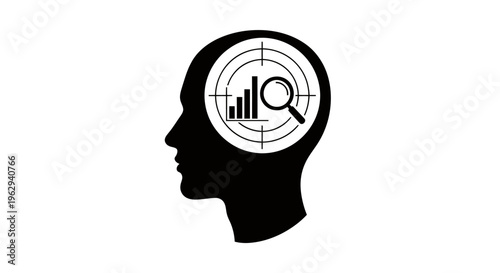 Silhouette of a Human Head with Data Analytics Concept Illustration.