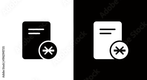 Black and white document icons with a star badge on a contrasting split background, representing a graphic resource.