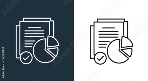 Abstract documents with charts icon representing reports and analytics visuals.