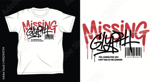 Missing glyph graffiti tag with barcode and text graphic design