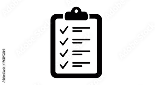 Clipboard with checklist icon indicating tasks and to-do list for organization and planning.