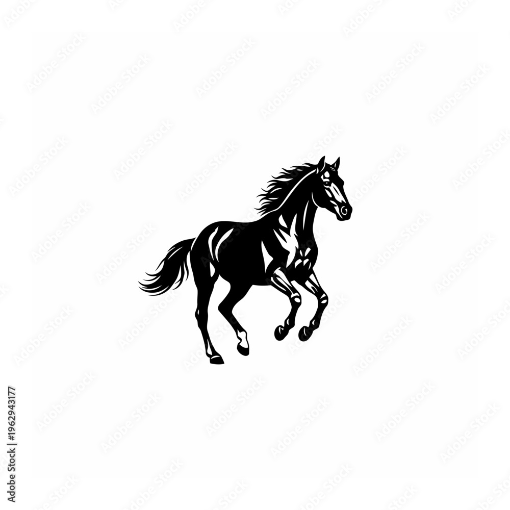 Obraz premium Running horse silhouette graphic