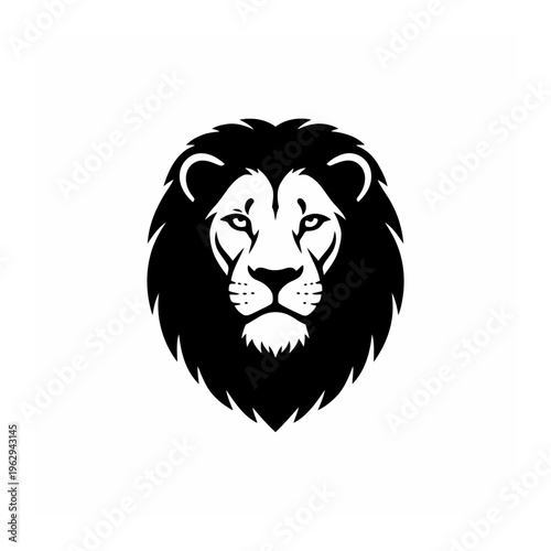 Lion head frontal silhouette with powerful graphi