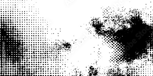 Abstract halftone dots and textures create a monochrome abstract design, offering a versatile visual element for diverse creative projects.
