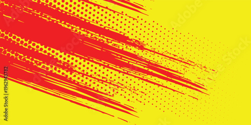 Abstract Yellow and Red Grunge Background with Halftone Dots