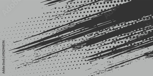 Abstract Grey and Charcoal Grunge Background with Halftone Dots