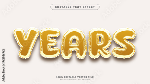 Balloon Foil Gold Metallic Realistic Editable Text Effect