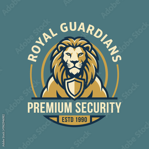A striking logo featuring a lion, representing Royal Guardians Premium Security, establishing a sense of strength and protection for the brand vision and mission set in 1990.