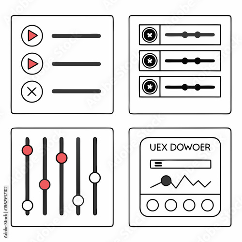 Audio player control panel interface elements
