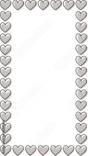 ドット柄の網掛けが可愛い手書き風ハートの長方形フレーム