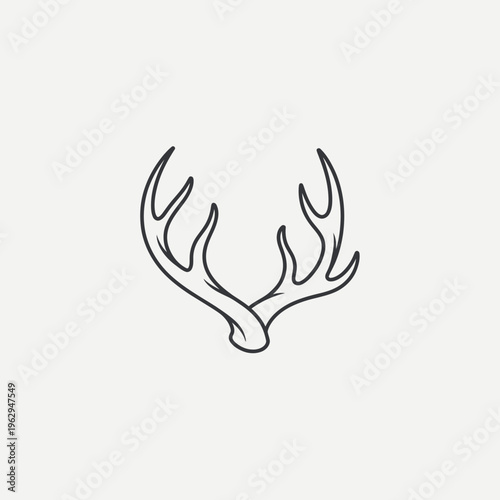 Deer Antlers Line Art Illustration.
