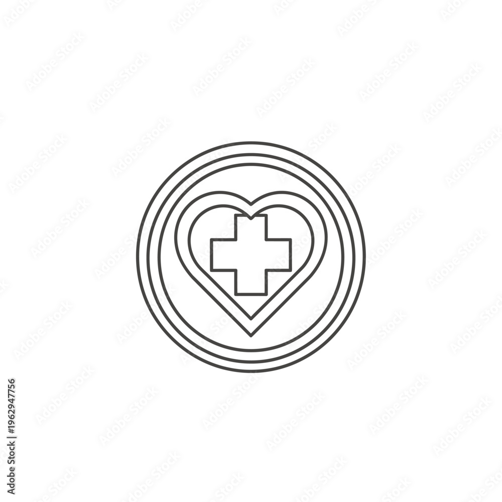 Fototapeta premium Medical Cross Heart Symbol Icon.