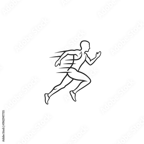 Man Running in Motion Sprinting Fast.