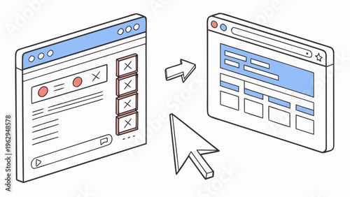 Browser interface comparison with form validation and data entry process illustration