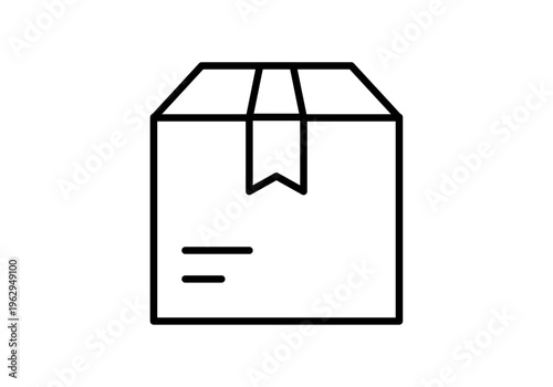 Icono lineal de una caja de cartón cerrada para envíos y logística
