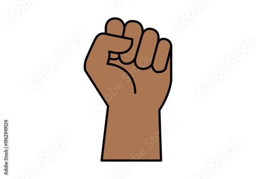 Puño cerrado de piel morena levantado como símbolo de lucha y resistencia