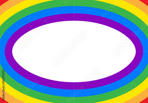 Marco ovalado con los colores de la bandera arcoíris lgbtq que simboliza el orgullo y la diversidad