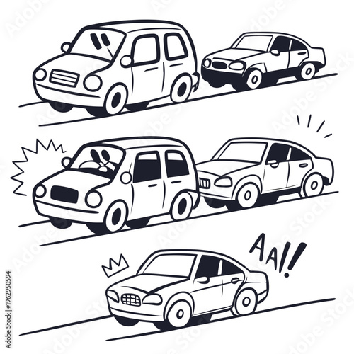 A series of cars colliding with each other