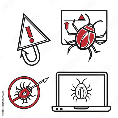 Computer virus and bug icons