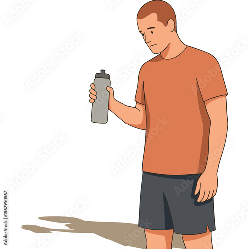 Man holding a water bottle while standing in a casual outdoor setting