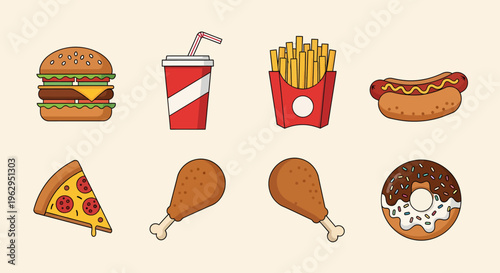A variety of popular fast food items.