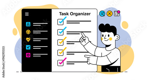 A man using a task organizer.